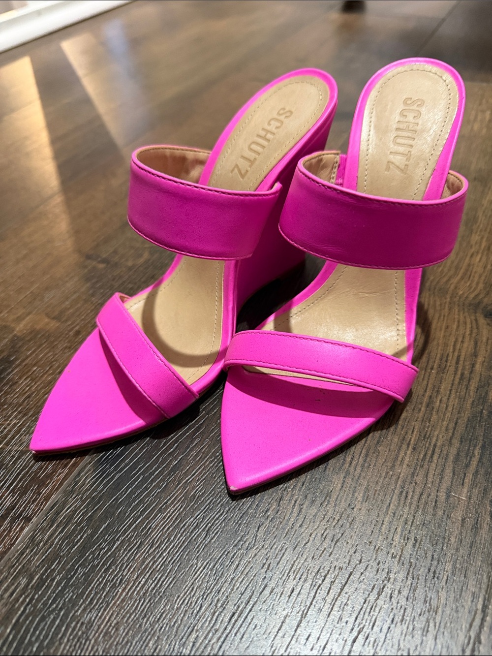SCHUTZ Hot Pink Pointed-Toe Mule Heels